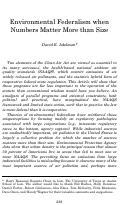 Cover page: Environmental Federalism when Numbers Matter More than Size