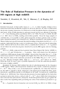 Cover page of The role of radiation pressure in the dynamics of HII regions at z&gt;1