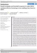 Cover page: Growth strategies and threshold responses to water deficit modulate effects of warming on tree seedlings from forest to alpine