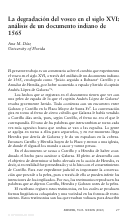 Cover page: La degradación del voseo en el siglo XVI: análisis de un documento indiano de 1565