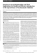 Cover page: Emotions in Social Relationships and Their Implications for Health and Disease: Introduction to the Special Issue of Psychosomatic Medicine.