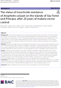 Cover page: The status of insecticide resistance of Anopheles coluzzii on the islands of São Tomé and Príncipe, after 20&nbsp;years of malaria vector control.