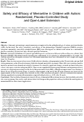 Cover page: Safety and Efficacy of Memantine in Children with Autism: Randomized, Placebo-Controlled Study and Open-Label Extension