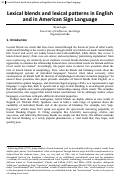 Cover page: Lexical blends and lexical patterns in English and in American Sign Language
