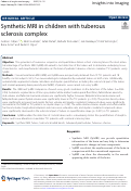 Cover page: Synthetic MRI in children with tuberous sclerosis complex.