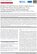 Cover page: Biotypes of Central Nervous System Complications in People With Human Immunodeficiency Virus: Virology, Immunology, and Neuropathology