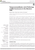 Cover page: Temporomandibular Joint Pathology of Wild Carnivores in the Western USA