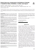 Cover page: Patient Advocacy Assessment in the Medicine Clerkship: A Qualitative Study of Definition, Context, and Impact