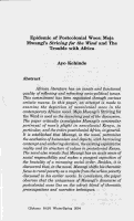 Cover page: Epidemic of Postcolonial Woes: Meja Mwangi's Striving for the wind and the trouble with Africa