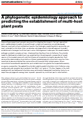 Cover page: A phylogenetic epidemiology approach to predicting the establishment of multi-host plant pests.