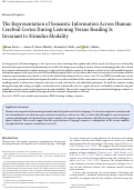 Cover page: The Representation of Semantic Information Across Human Cerebral Cortex During Listening Versus Reading Is Invariant to Stimulus Modality