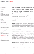 Cover page: Predicting acute termination and non-termination during ablation of human atrial fibrillation using quantitative indices