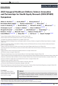 Cover page: 2023 Inaugural Healthcare Delivery Science: Innovation and Partnerships for Health Equity Research (DESCIPHER) Symposium.