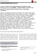 Cover page: Genetic variation in the immunosuppression pathway genes and breast cancer susceptibility: a pooled analysis of 42,510 cases and 40,577 controls from the Breast Cancer Association Consortium