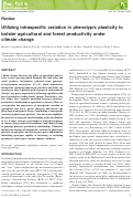 Cover page: Phenotypic plasticity in agriculture and forestry