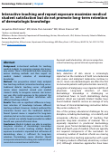 Cover page: Interactive teaching and repeat exposure maximize medical student satisfaction but do not promote long-term retention of dermatologic knowledge