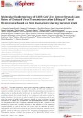 Cover page: Molecular Epidemiology of SARS-CoV-2 in Greece Reveals Low Rates of Onward Virus Transmission after Lifting of Travel Restrictions Based on Risk Assessment during Summer 2020.