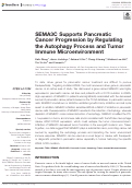 Cover page: SEMA3C Supports Pancreatic Cancer Progression by Regulating the Autophagy Process and Tumor Immune Microenvironment