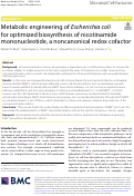 Cover page: Metabolic engineering of Escherichia coli for optimized biosynthesis of nicotinamide mononucleotide, a noncanonical redox cofactor