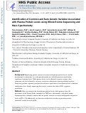 Cover page: Identification of Common and Rare Genetic Variation Associated With Plasma Protein Levels Using Whole-Exome Sequencing and Mass Spectrometry