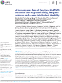 Cover page: A homozygous loss-of-function CAMK2A mutation causes growth delay, frequent seizures and severe intellectual disability.