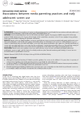 Cover page: Associations between media parenting practices and early adolescent screen use.