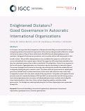 Cover page: Enlightened&nbsp;Dictators? Good Governance In Autocratic International Organizations