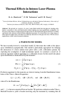 Cover page: Thermal effects in intense laser-plasma interactions
