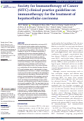 Cover page: Society for Immunotherapy of Cancer (SITC) clinical practice guideline on immunotherapy for the treatment of hepatocellular carcinoma