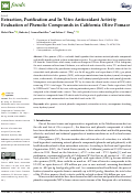 Cover page: Extraction, Purification and In Vitro Antioxidant Activity Evaluation of Phenolic Compounds in California Olive Pomace