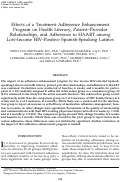 Cover page: Effects of a Treatment Adherence Enhancement Program on Health Literacy, PatientProvider Relationships, and Adherence to HAART among Low-Income HIV-Positive Spanish-Speaking Latinos