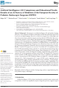 Cover page: Artificial Intelligence (AI) Competency and Educational Needs: Results of an AI Survey of Members of the European Society of Pediatric Endoscopic Surgeons (ESPES).