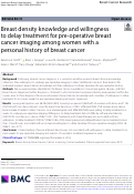 Cover page: Breast density knowledge and willingness to delay treatment for pre-operative breast cancer imaging among women with a personal history of breast cancer