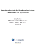 Cover page: Examining Equity in Building Decarbonization: Critical Issues and Opportunities