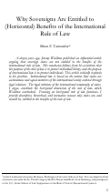 Cover page: Why Sovereigns Are Entitled to (Horizontal) Benefits of the International Rule of Law