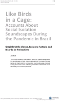 Cover page: Like Birds in A Cage:  Accounts About Social Isolation Soundscapes During the Pandemic in Brazil