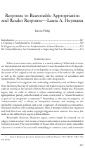 Cover page: Commentary: Response to Reasonable Appropriation and Reader Response—Laura A. Heymann