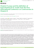 Cover page: Vitamin D assays and the definition of hypovitaminosis D: results from the First International Conference on Controversies in Vitamin D