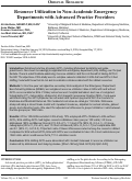 Cover page: Resource Utilization in Non-Academic Emergency Departments with Advanced Practice Providers