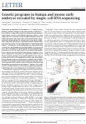 Cover page: Genetic programs in human and mouse early embryos revealed by single-cell RNA sequencing.