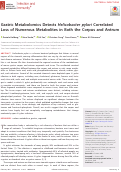 Cover page: Gastric Metabolomics Detects Helicobacter pylori Correlated Loss of Numerous Metabolites in Both the Corpus and Antrum.