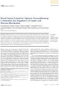 Cover page: Novel Genes Critical for Hypoxic Preconditioning in Zebrafish Are Regulators of Insulin and Glucose Metabolism