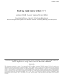 Cover page: Evolving Dark Energy with w =/  -1