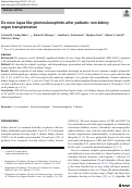 Cover page: De novo lupus-like glomerulonephritis after pediatric non-kidney organ transplantation.