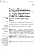 Cover page: Evaluation of Galactomannan Testing, the Aspergillus-Specific Lateral-Flow Device Test and Levels of Cytokines in Bronchoalveolar Lavage Fluid for Diagnosis of Chronic Pulmonary Aspergillosis