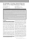 Cover page: The Reliability of Graduate Medical Education Quality of Care Clinical Performance Measures.