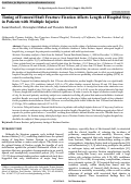 Cover page: Timing of Femoral Shaft Fracture Fixation Affects Length of Hospital Stay in Patients with Multiple Injuries