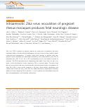 Cover page: Intraamniotic Zika virus inoculation of pregnant rhesus macaques produces fetal neurologic disease