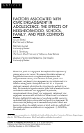 Cover page: FACTORS ASSOCIATED WITH CIVIC ENGAGEMENT IN ADOLESCENCE: THE EFFECTS OF NEIGHBORHOOD, SCHOOL, FAMILY, AND PEER CONTEXTS