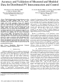 Cover page of Accuracy and validation of measured and modeled data for distributed PV interconnection and control